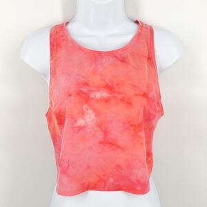Outdoor Voices Womens PInk Orange Cropped Tie Dye Sleeveless Top Stretch Crepe S